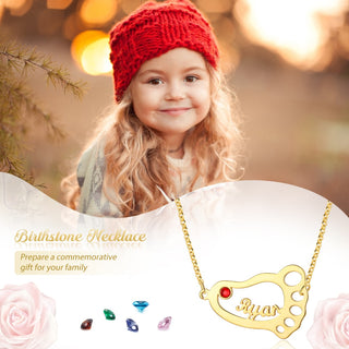 Rhodium Plated Bayby Feet Name Necklace