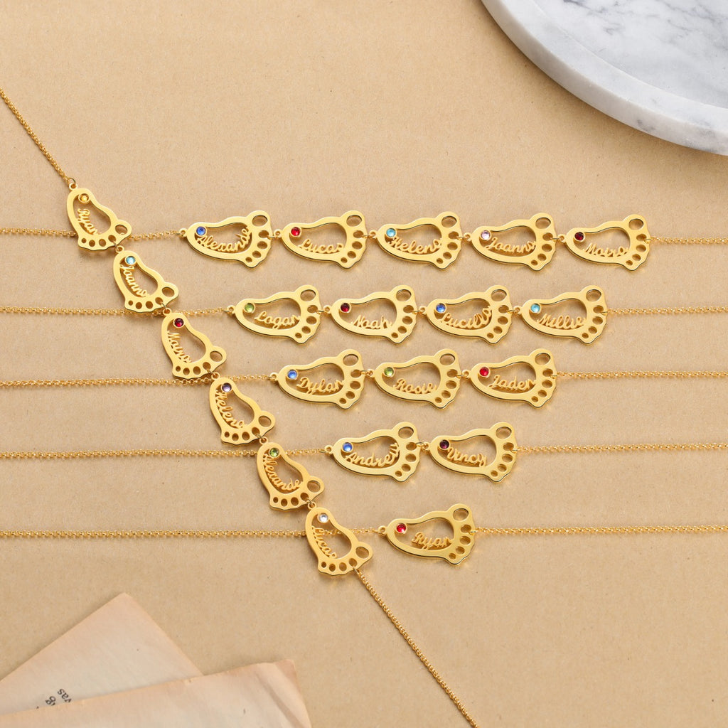 Rhodium Plated Bayby Feet Name Necklace