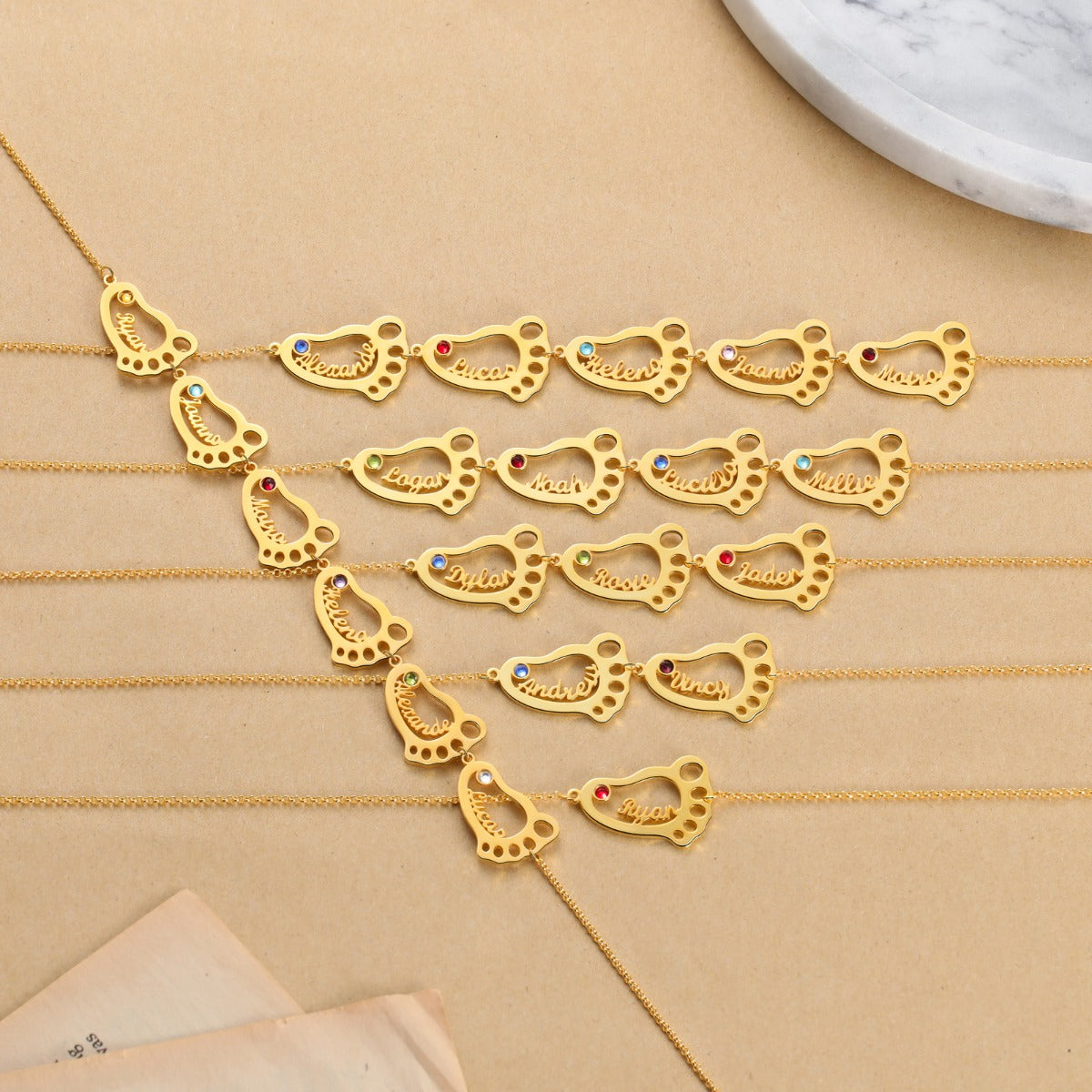 Rhodium Plated Bayby Feet Name Necklace