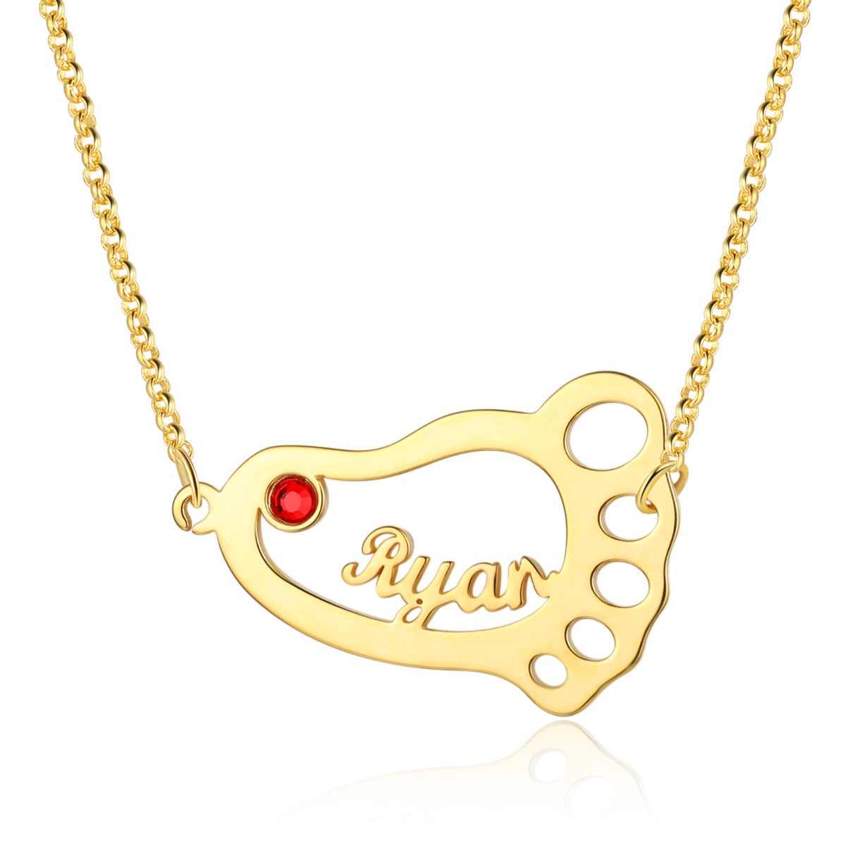 Rhodium Plated Bayby Feet Name Necklace