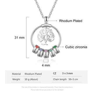 Birthstone & Engraved Life Tree Necklace