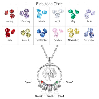Birthstone & Engraved Life Tree Necklace