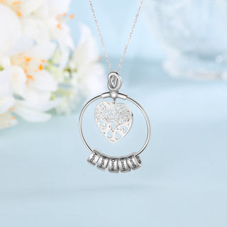 Personalized Rhodium Plated Heart Hollow Charm Bead Necklace