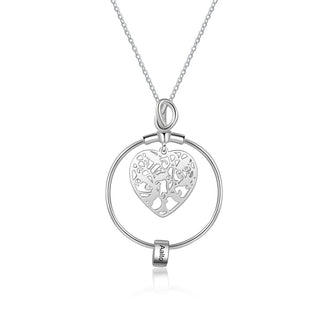 Personalized Rhodium Plated Heart Hollow Charm Bead Necklace