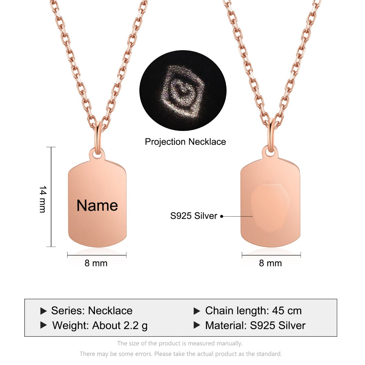 Personalized S925Silver Projection Necklace