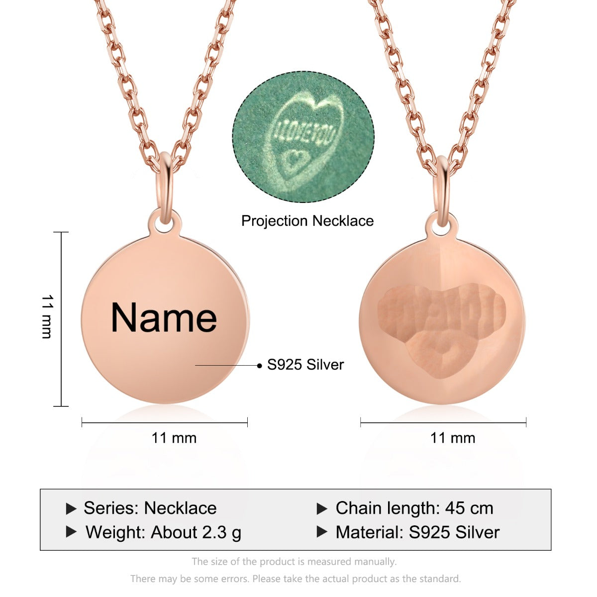 Personalized S925 silver Projection Necklace
