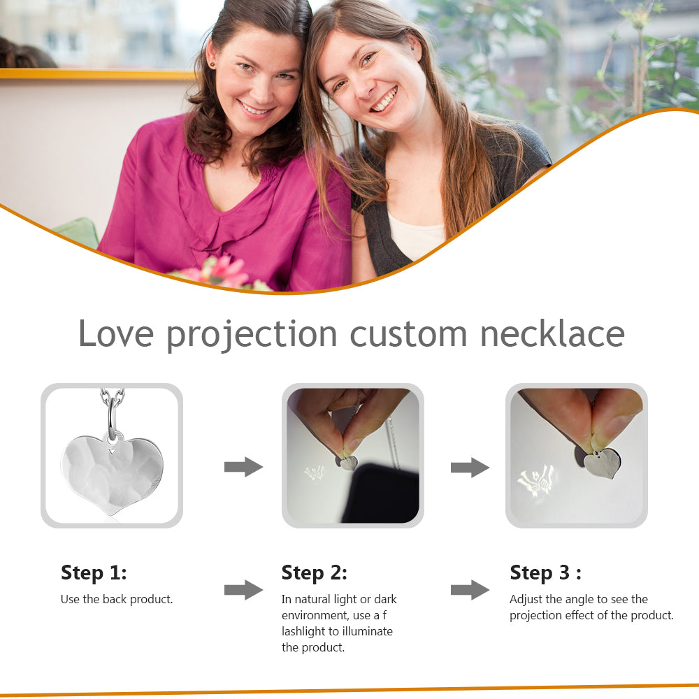 Personalized S925 Silver Projection Heart Necklace