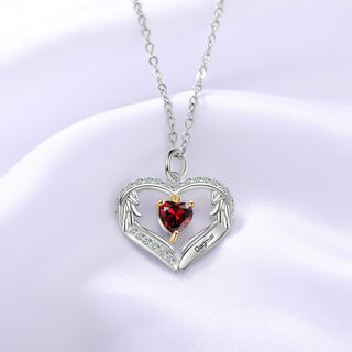 S925 Silver Birthstone Heart Shape Pendant Necklace