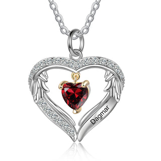 S925 Silver Birthstone Heart Shape Pendant Necklace
