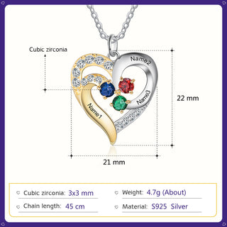 Birthstone & Engraved S925silver Necklace