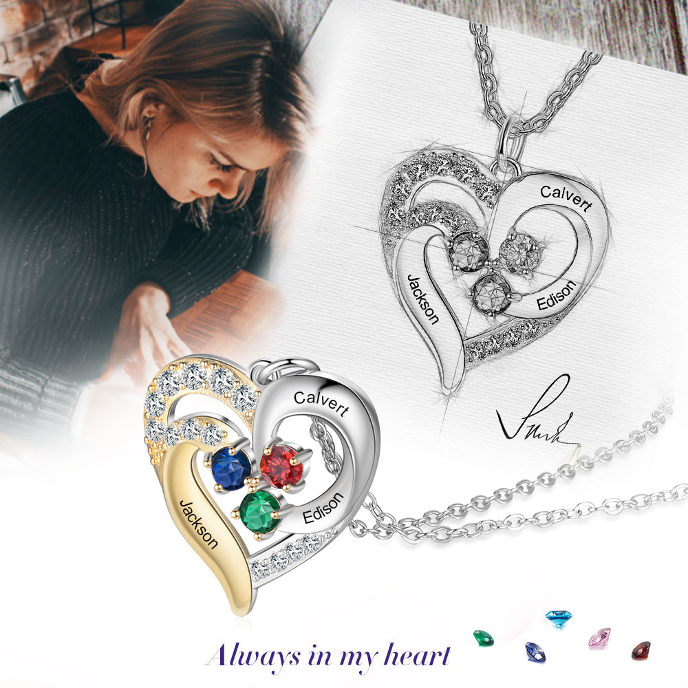 Birthstone & Engraved S925silver Necklace