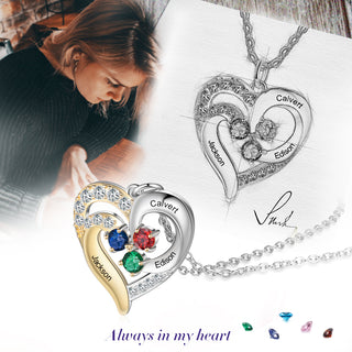 Birthstone & Engraved S925silver Necklace