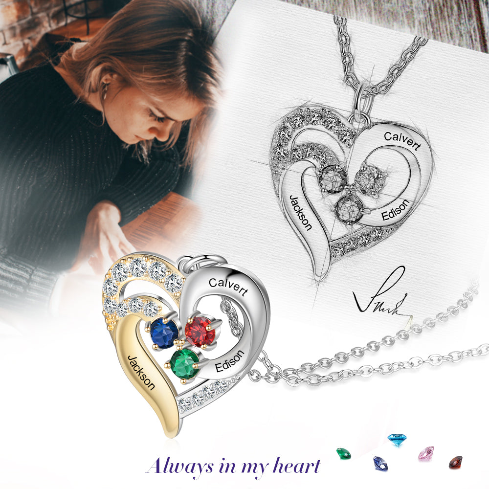 Birthstone & Engraved S925silver Necklace