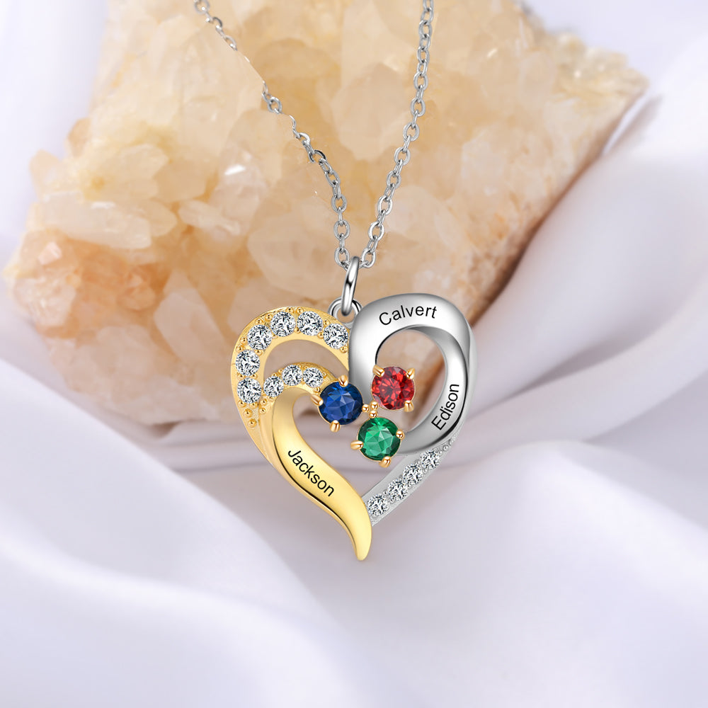 Birthstone & Engraved S925silver Necklace
