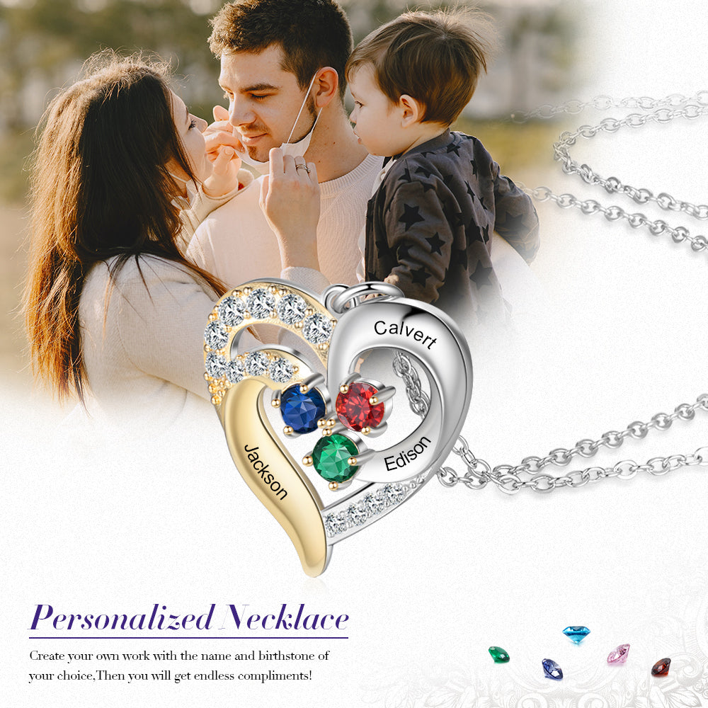Birthstone & Engraved S925silver Necklace