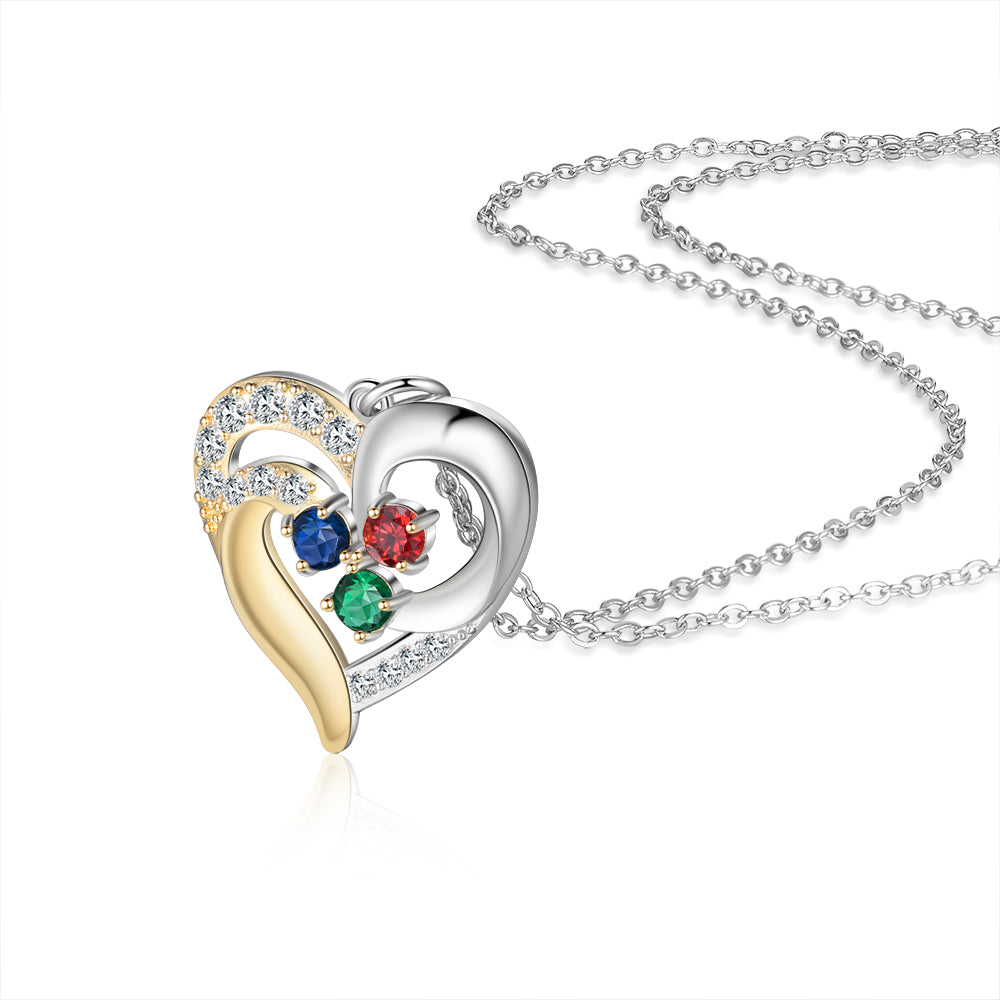 Birthstone & Engraved S925silver Necklace
