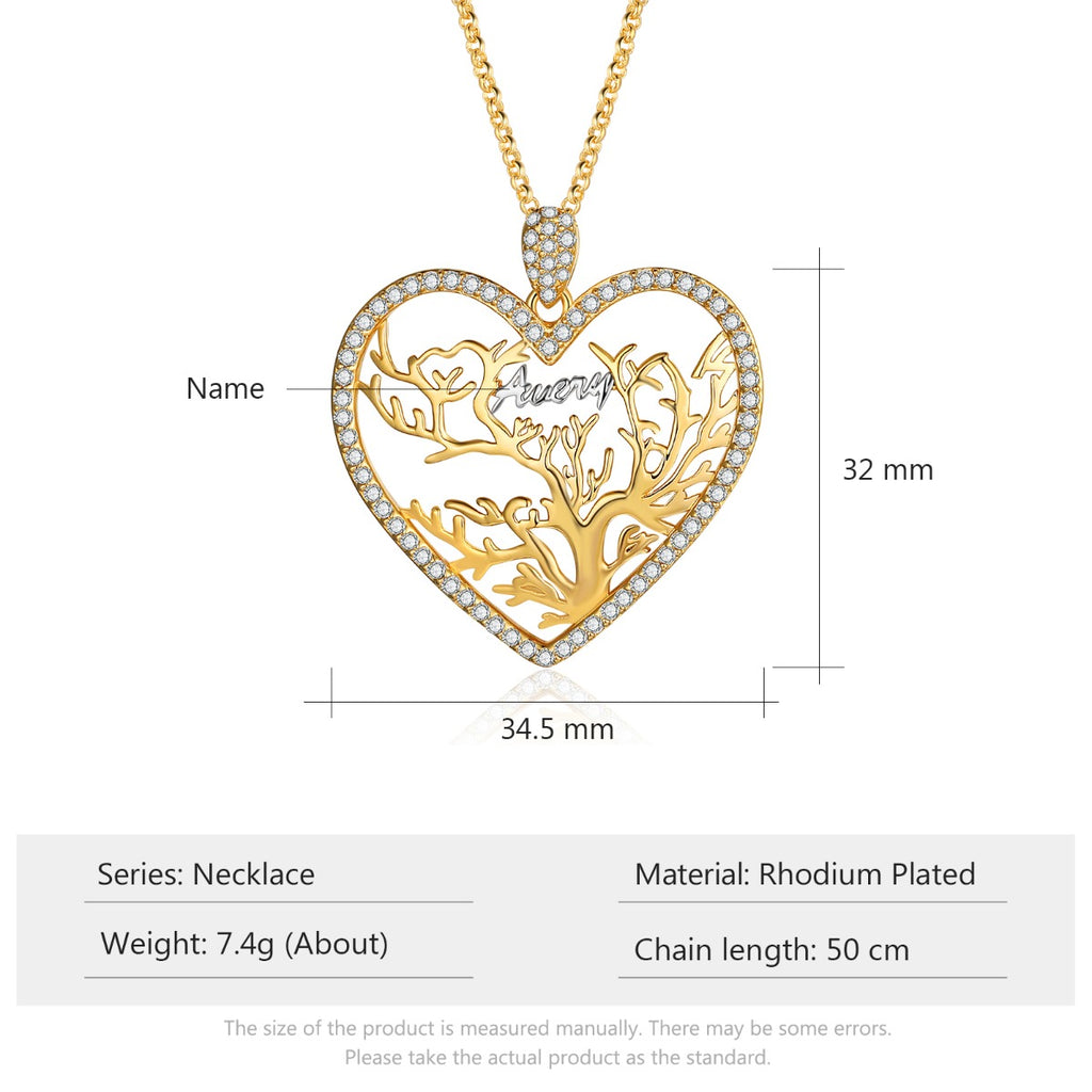 Custom Heart Tree Name Necklace