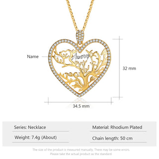 Custom Heart Tree Name Necklace