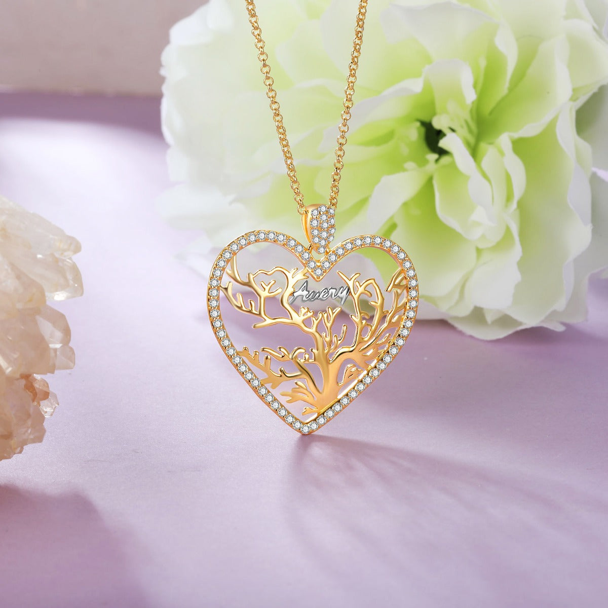 Custom Heart Tree Name Necklace