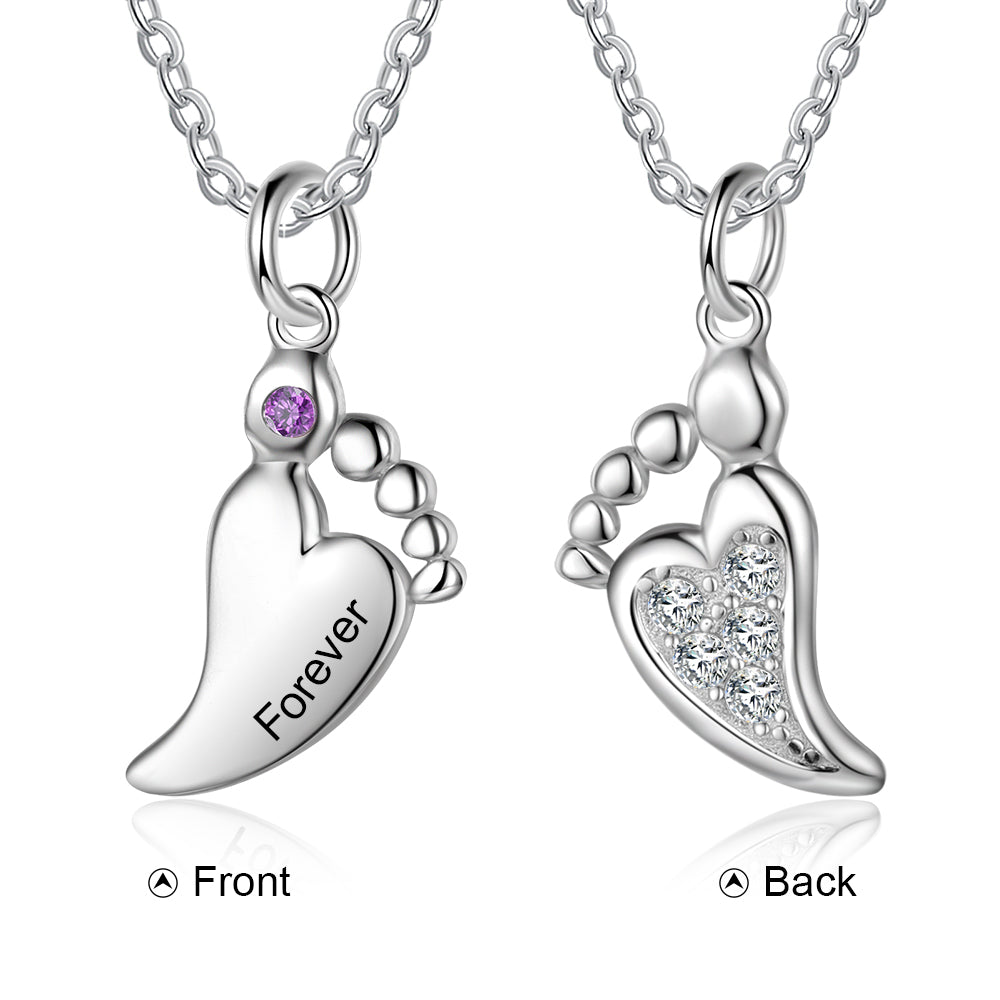 S925 Silver Baby Feet Necklace