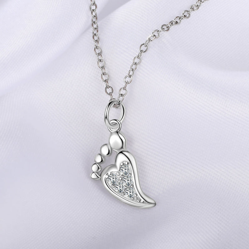 S925 Silver Baby Feet Necklace