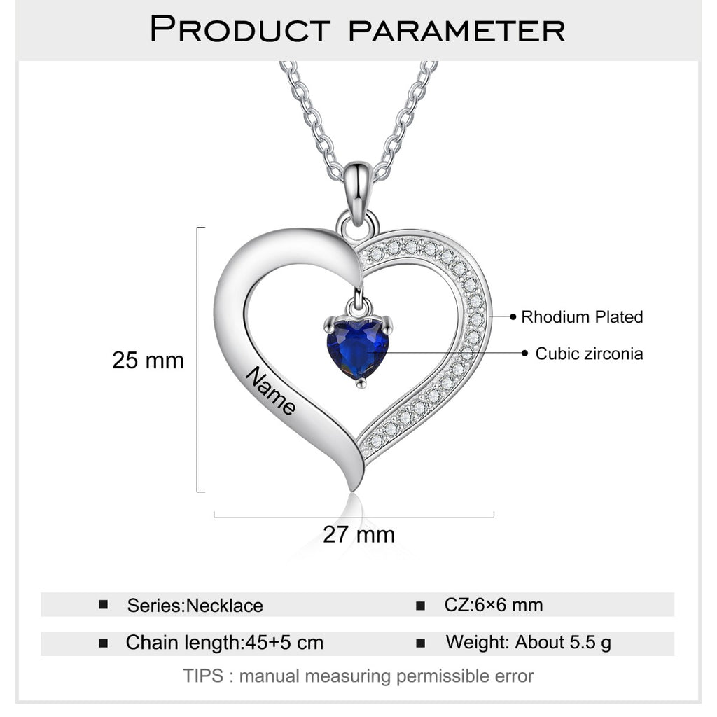 Copper Birthstone Heart Shape Pendant Necklace