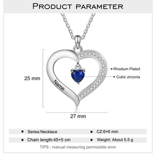 Copper Birthstone Heart Shape Pendant Necklace