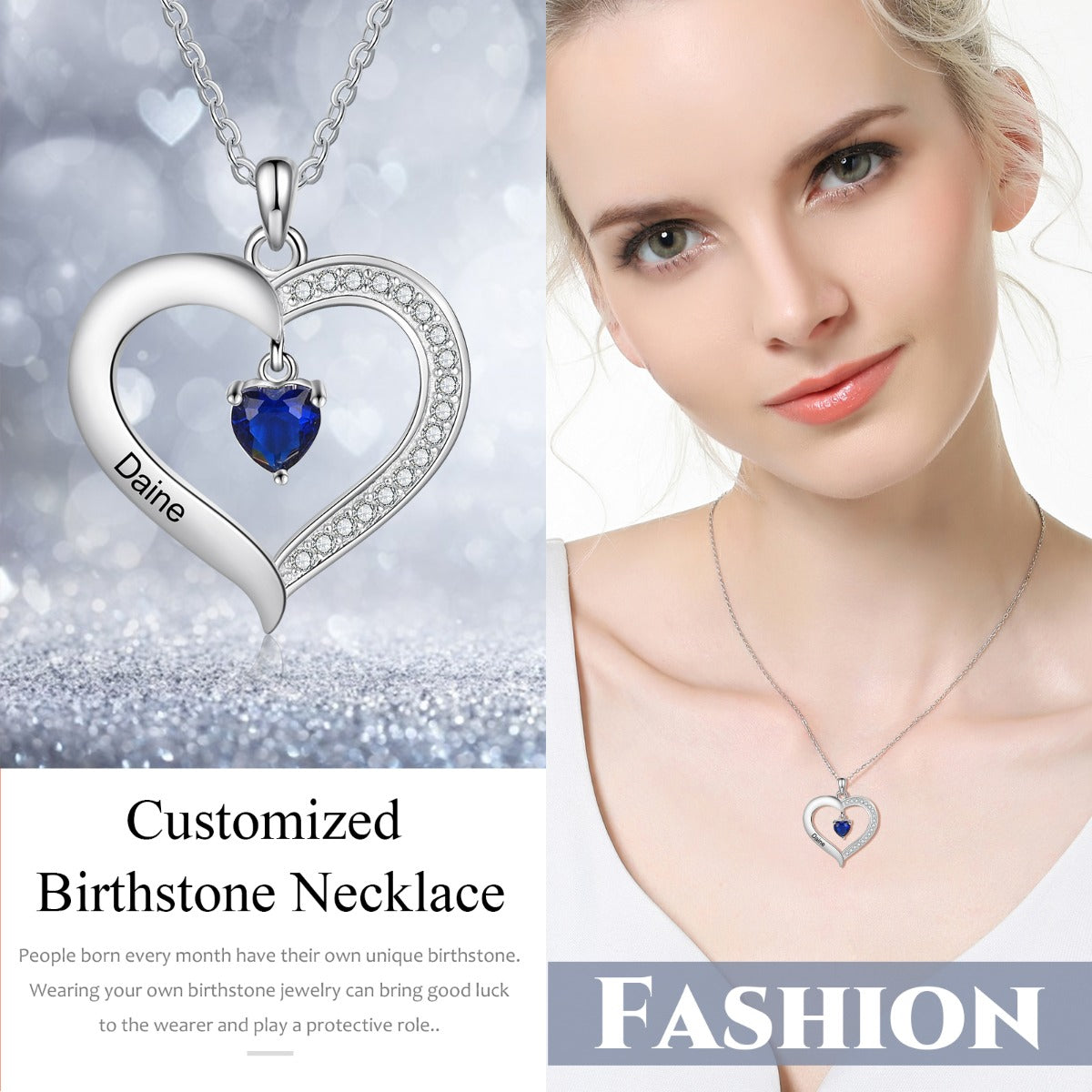 Copper Birthstone Heart Shape Pendant Necklace