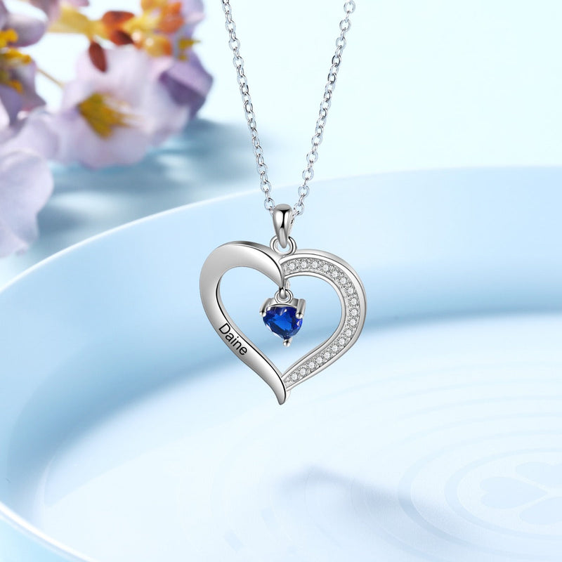 Copper Birthstone Heart Shape Pendant Necklace