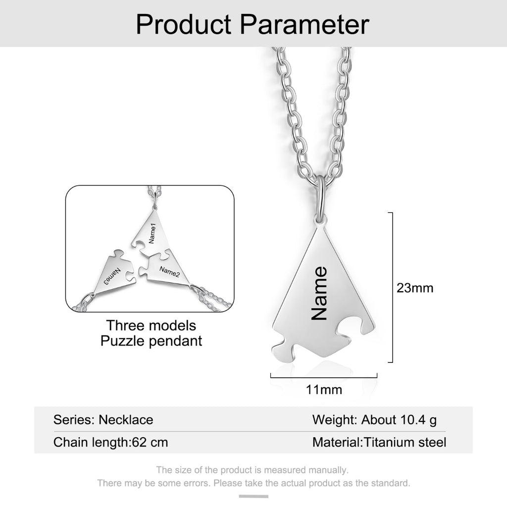 Personalized Titanium Steel Puzzle Necklaces