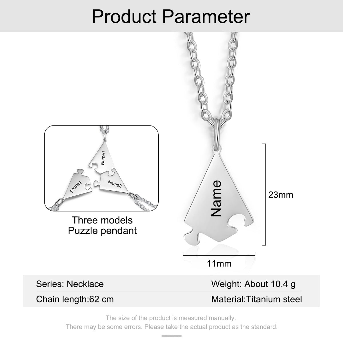 Personalized Titanium Steel Puzzle Necklaces