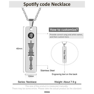 Personalized Stainless Steel Spotify Code Necklace