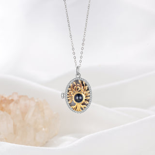 Personalized S925 Silver Family Tree Projection Photo Necklace