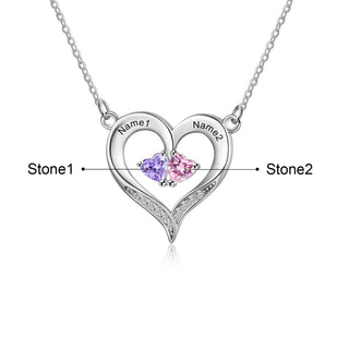 S925 Silve Birthstone Heart Shape Necklace