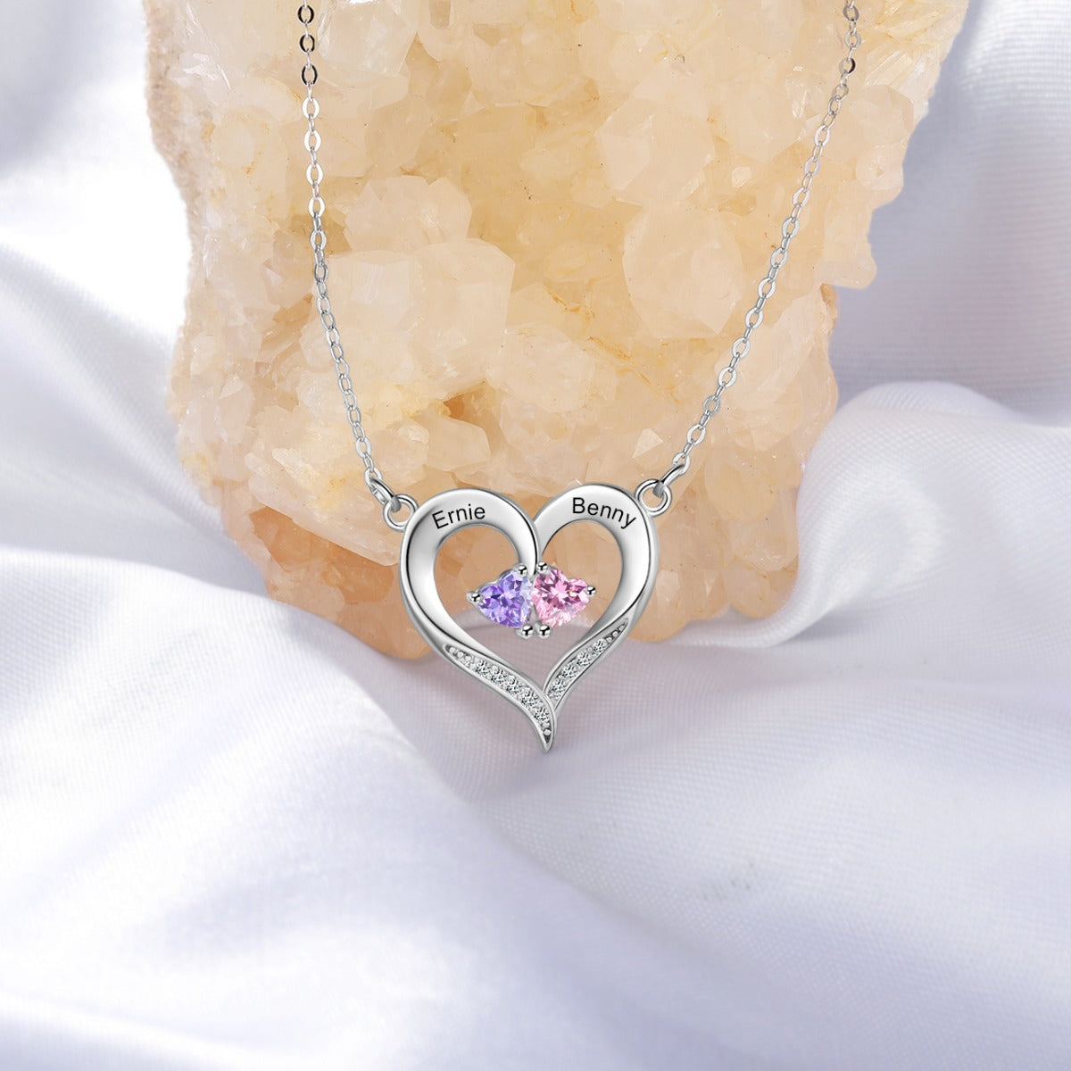 S925 Silve Birthstone Heart Shape Necklace