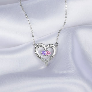 S925 Silve Birthstone Heart Shape Necklace