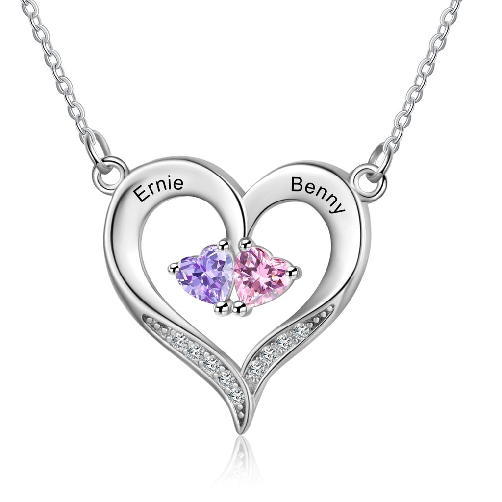 S925 Silve Birthstone Heart Shape Necklace