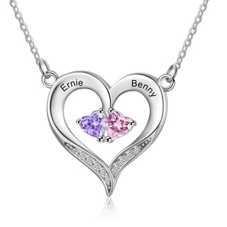 S925 Silve Birthstone Heart Shape Necklace