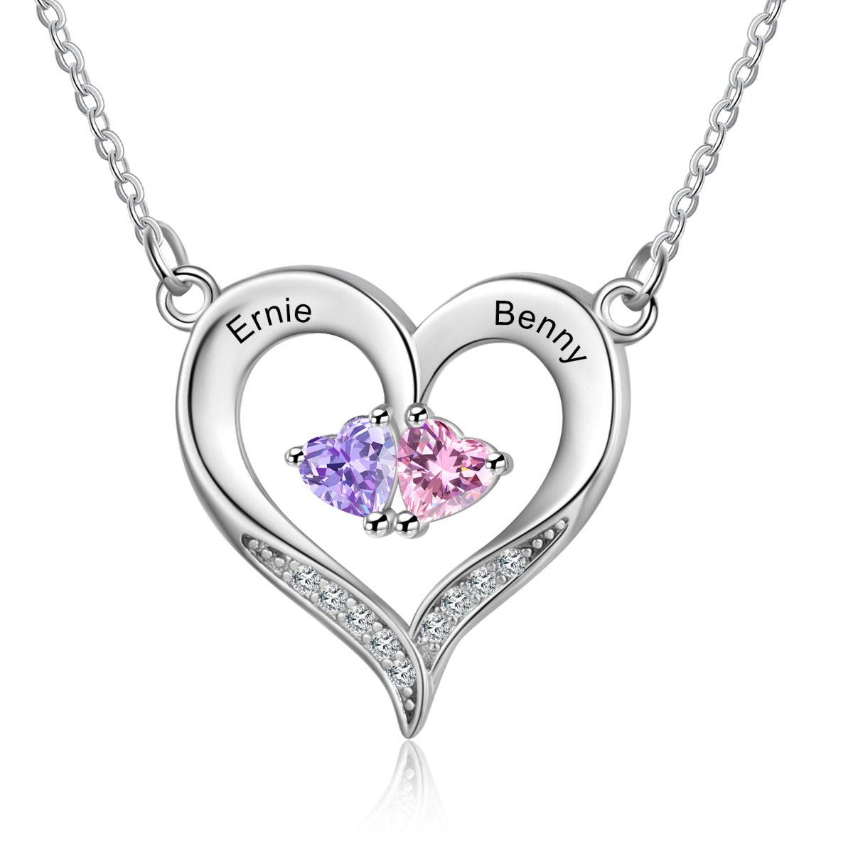 S925 Silve Birthstone Heart Shape Necklace