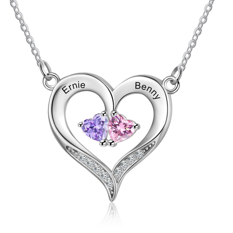 S925 Silve Birthstone Heart Shape Necklace