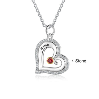 S925 Silver Birthstone Heart Shape Necklace