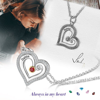 S925 Silver Birthstone Heart Shape Necklace