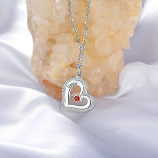 S925 Silver Birthstone Heart Shape Necklace