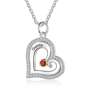 S925 Silver Birthstone Heart Shape Necklace