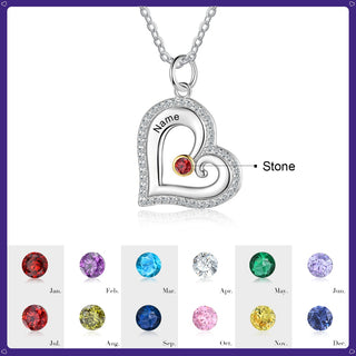 S925 Silver Birthstone Heart Shape Necklace