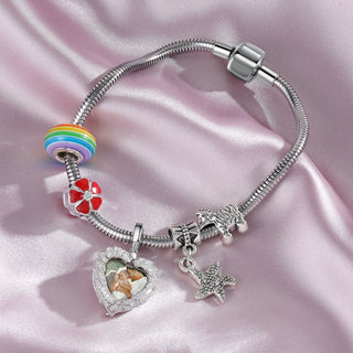 Personalized Rhodium Plated Jewelry Photo Charm Beads