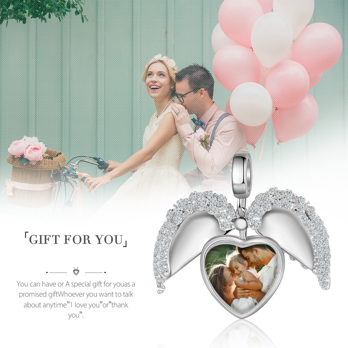 Personalized Rhodium Plated Jewelry Photo Charm Beads