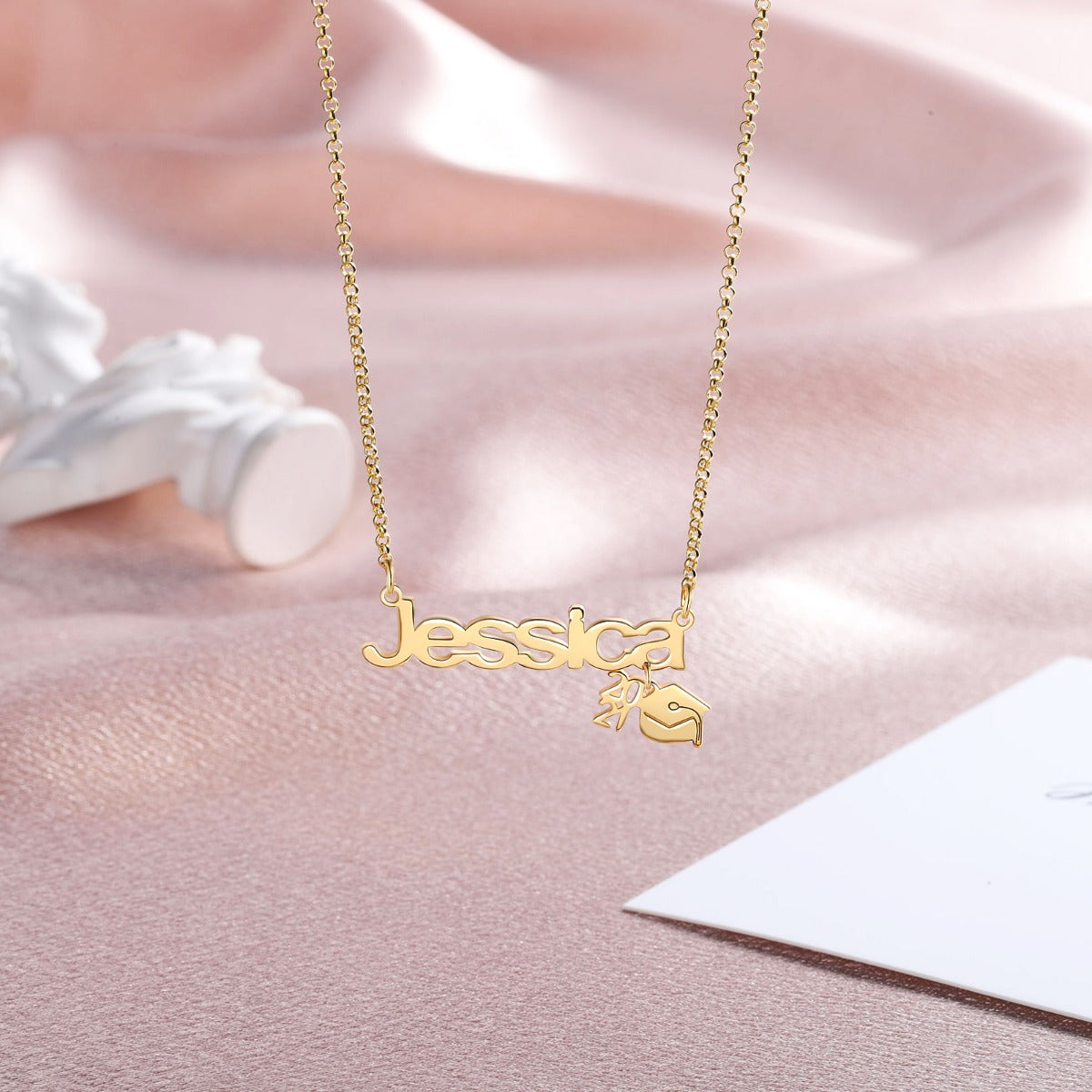 Personalized Rhodium Plated Graduation Season Name Custom Necklace