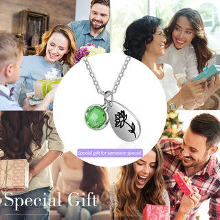 Stainless Steel Water drop Birthstone Birth Flower Necklace