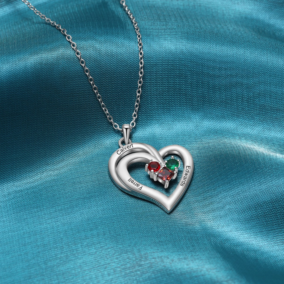 Engraved Rhodium Plated Heart Necklace